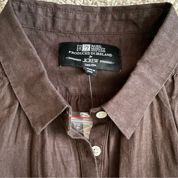 NWT J. Crew Capitaine shirt in Baird McNutt Irish linen brown size XXL - Picture 2 of 7